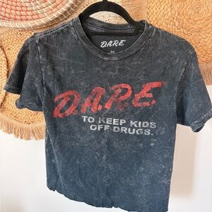 Women's Black and Red Graphic Crop Top